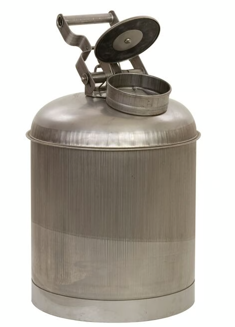 EAGLE 2.5-Gallon Stainless Steel Disposal Can for most alcohol,ethers, aromatics, hydrocarbons & chlorinated hydrocarbon waste. 11 1/4" x 12"H